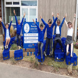 20 blue bottle crate and association with junior school