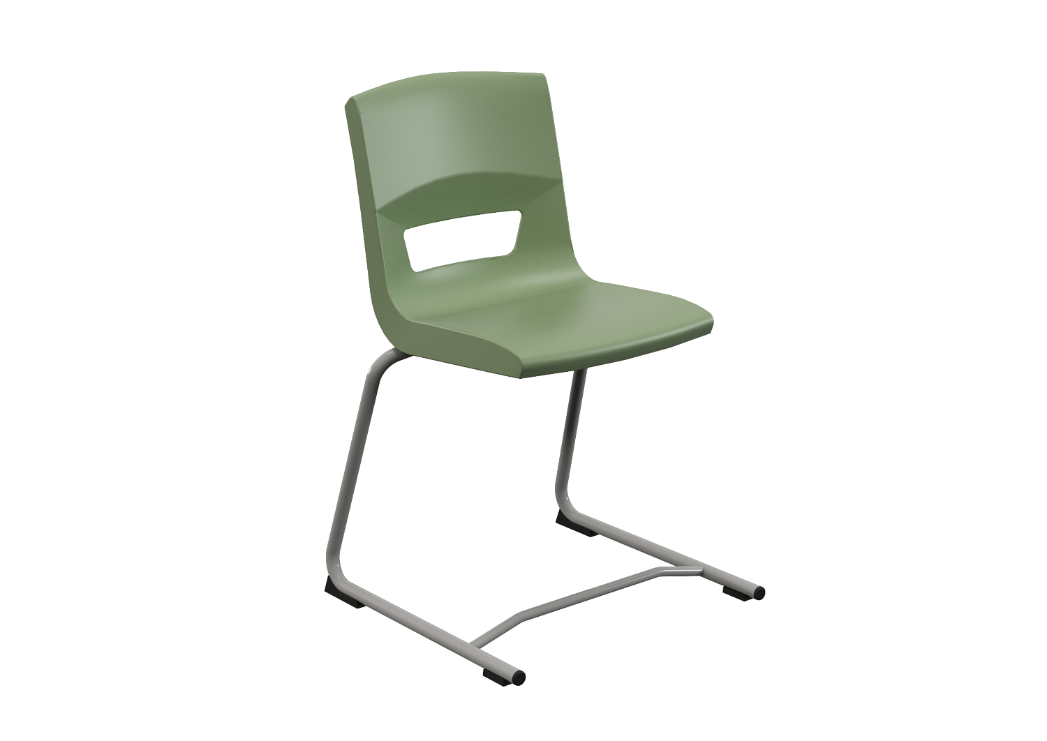 Postura reverse cantilever chair for classrom and kitchen in moss green