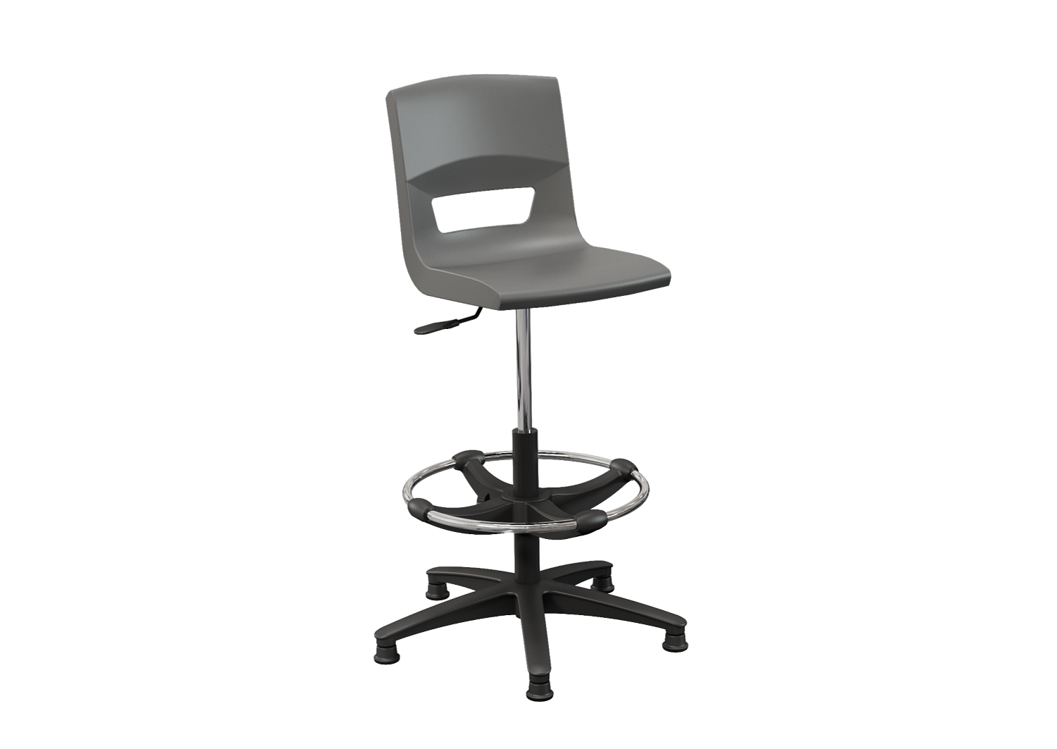 Postura task stool glides with black base iron grey