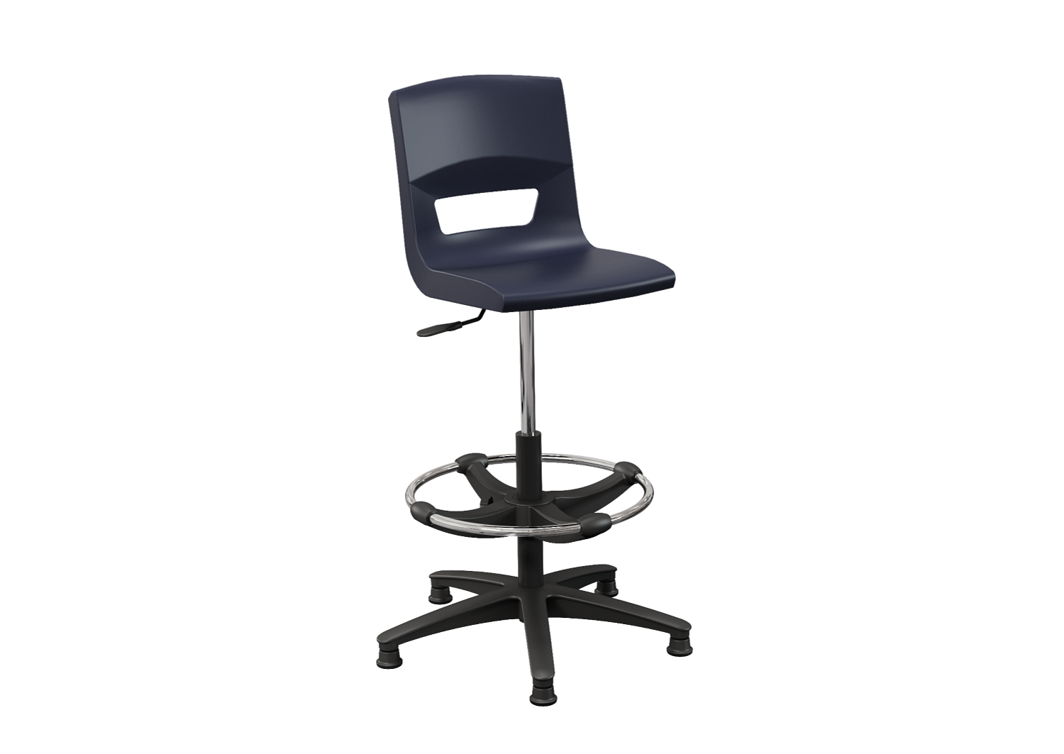 Postura task stool glides with black base nordic blue