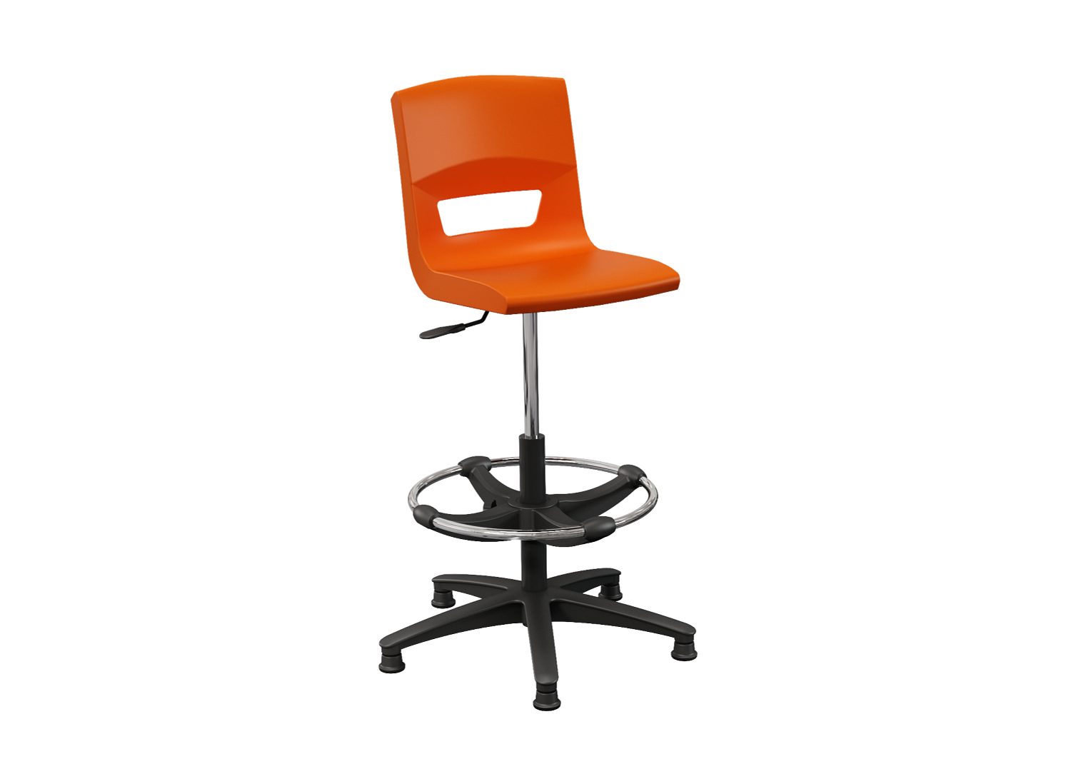 Postura task stool glides with black base tangerine frzz