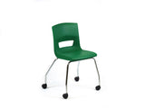 Postura 4 legs on castor unique stlye classroom chair dark green