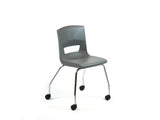 Postura 4 legs on castor unique stlye classroom chair iron grey