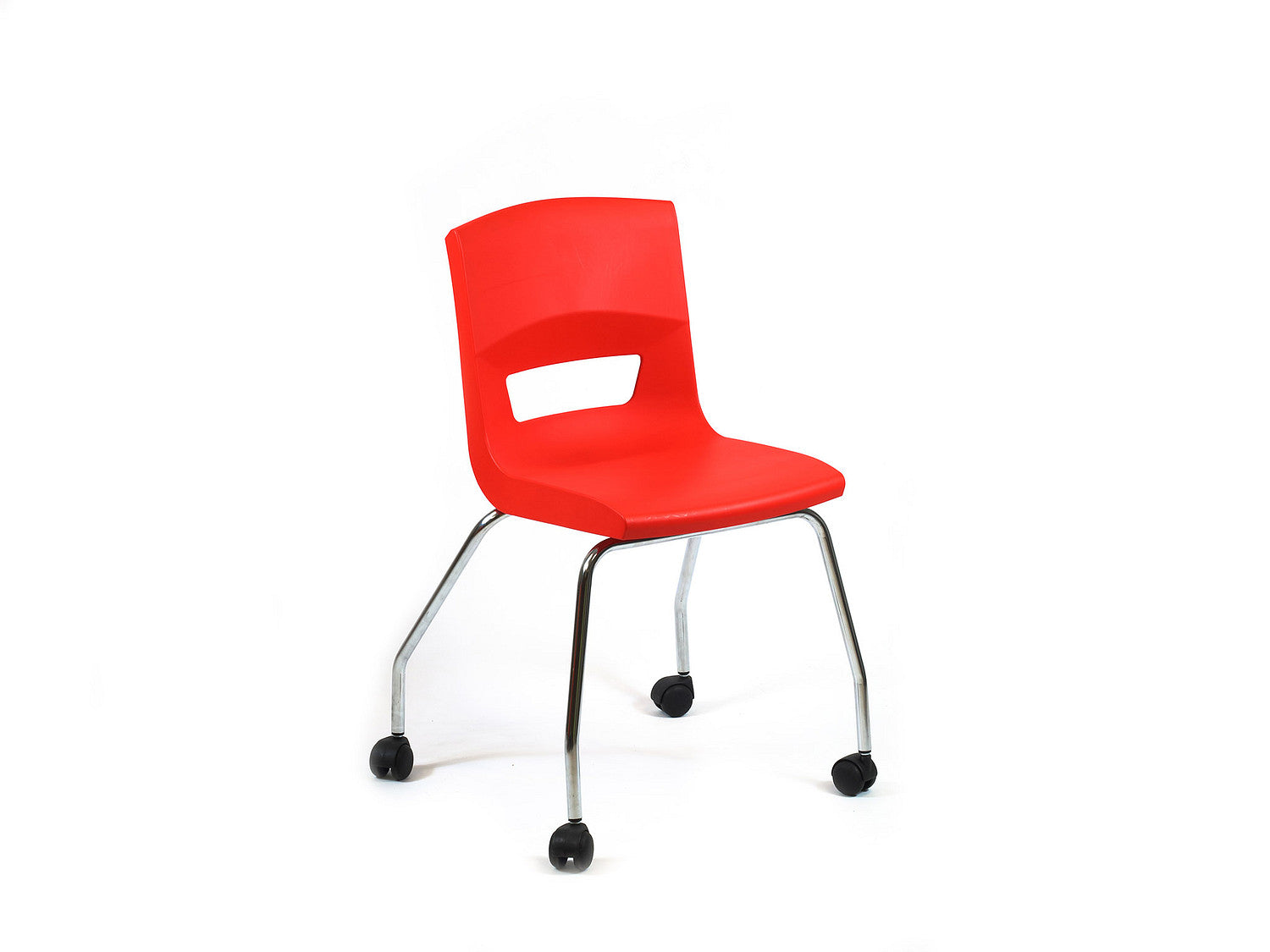 Postura 4 legs on castor unique stlye classroom chair poppy red