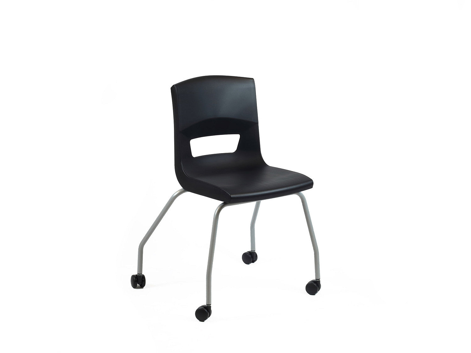 Postura 4 legs on castor unique stlye classroom chair silver balck