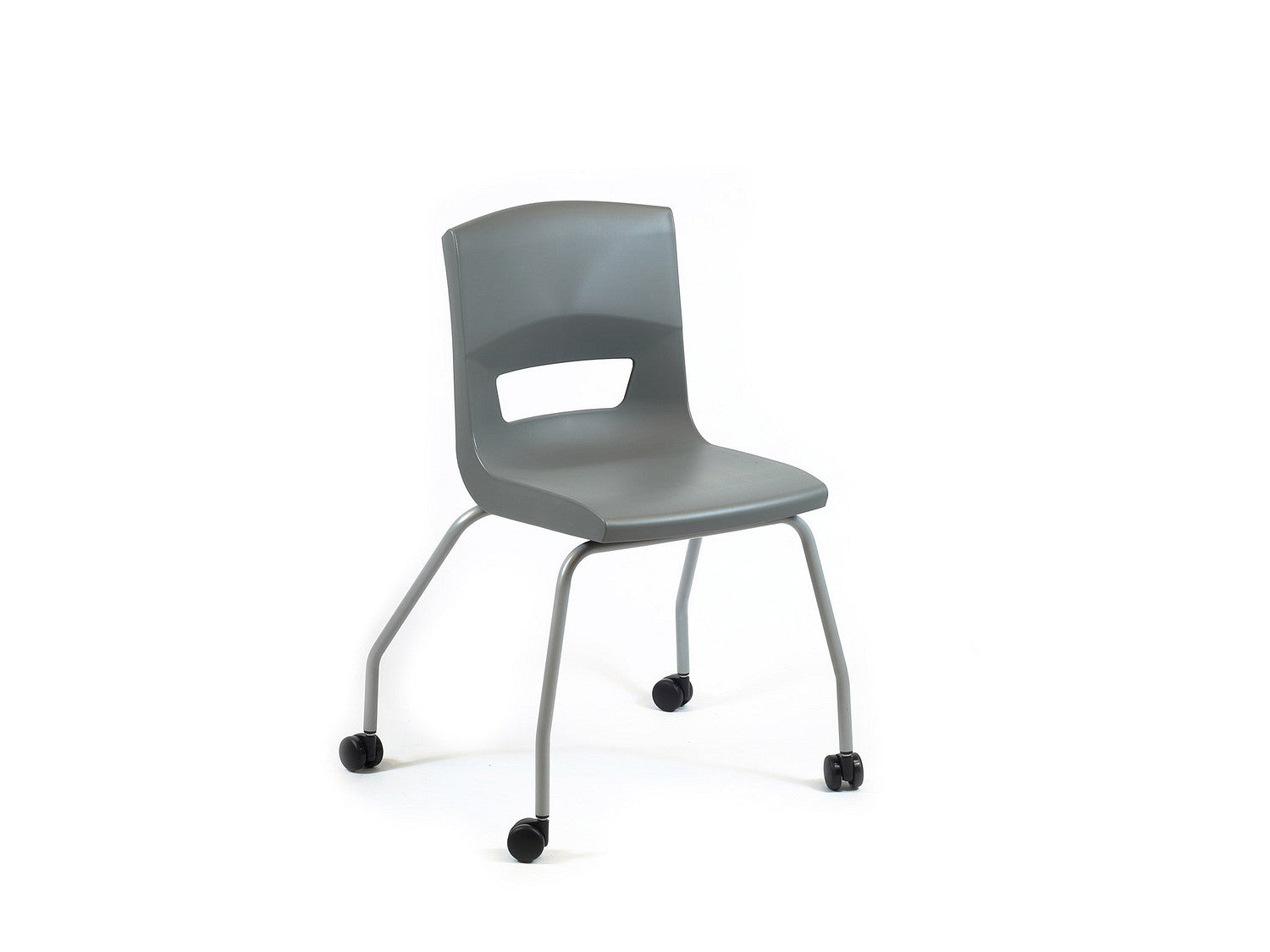 Postura 4 legs on castor unique stlye classroom chair silver iron grey