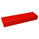 Red Slimline Hinged Plastic Box (338x101x44mm) from Fuzzy Brands