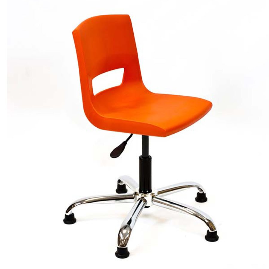 Postura classroom chrome glides chair in orangish red