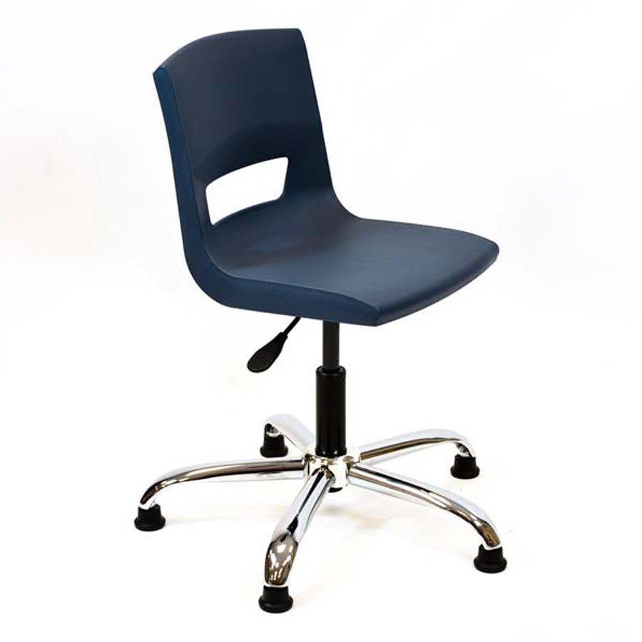 Postura classroom chrome glides chair in navy blue
